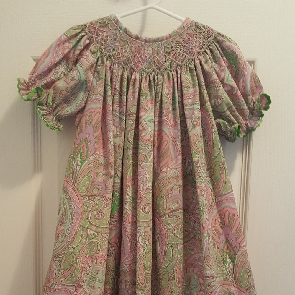 Beautiful Paisley Smocked Dress, Size 4T